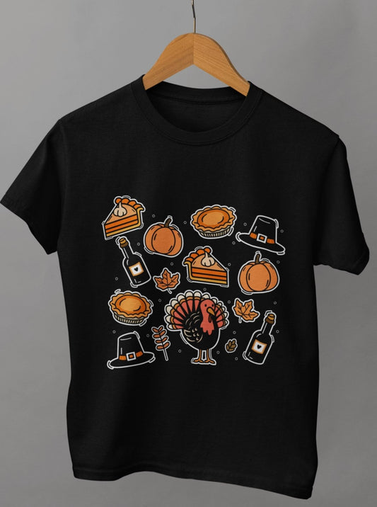 funny thanksgiving t shirt cute doodle black color
