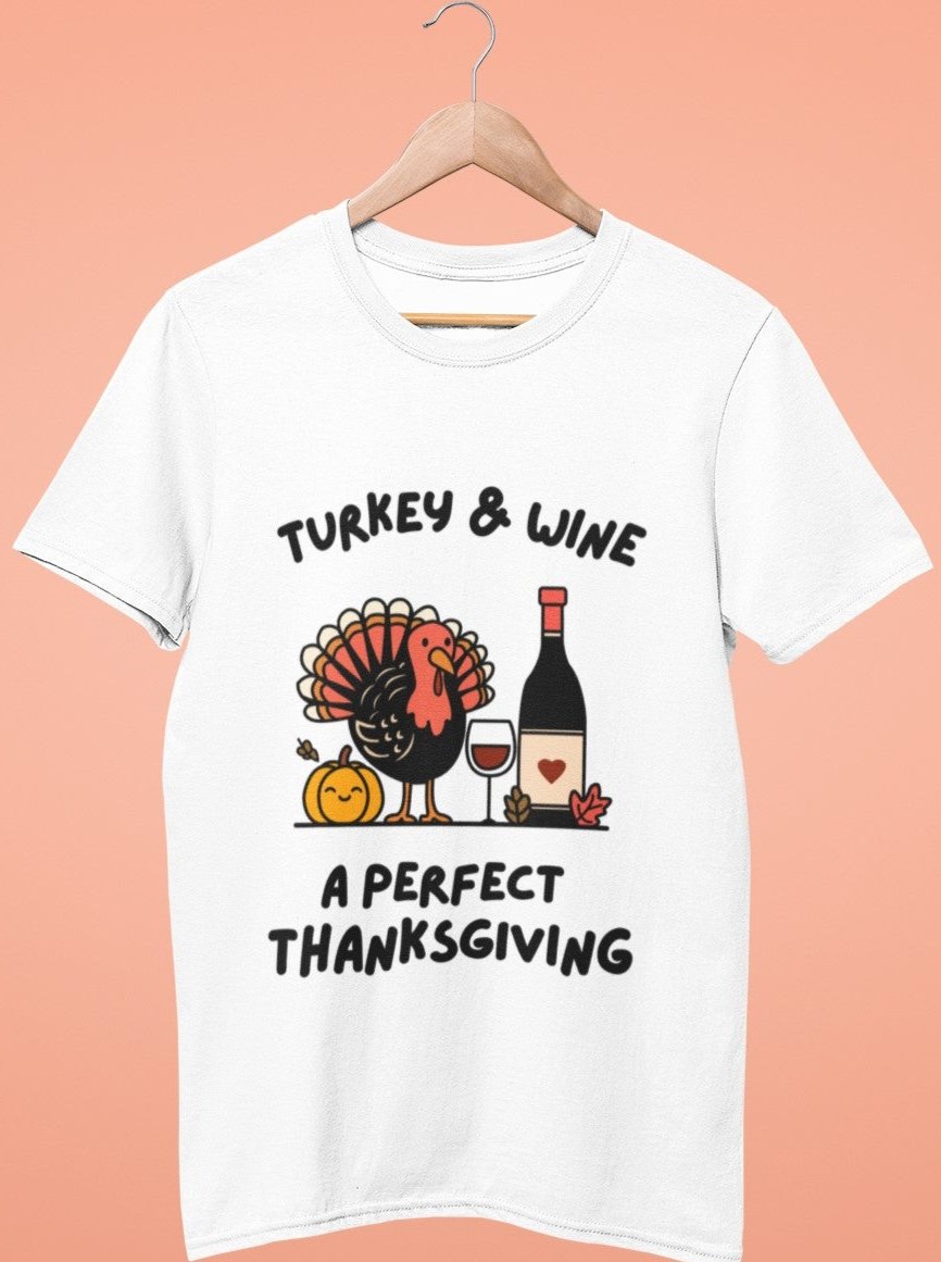 funny thanksgiving t shirt turkey and wine a perfect thanksgiving ash grey color