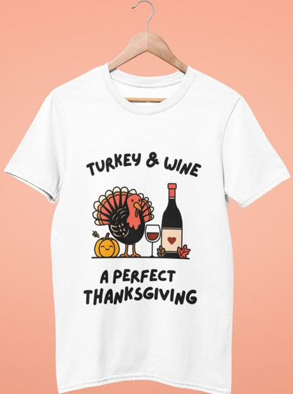 funny thanksgiving t shirt turkey and wine a perfect thanksgiving ash grey color