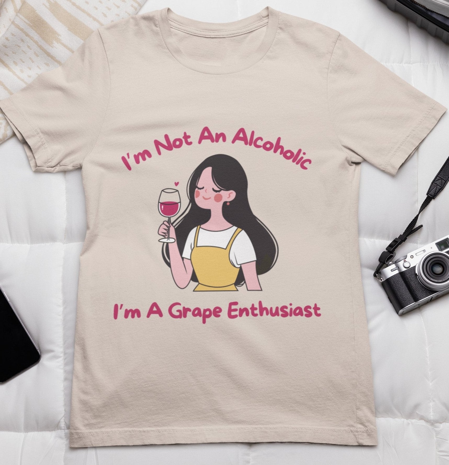 ladies funny wine shirts i am not an alcoholic i am a grape enthusiast natural color