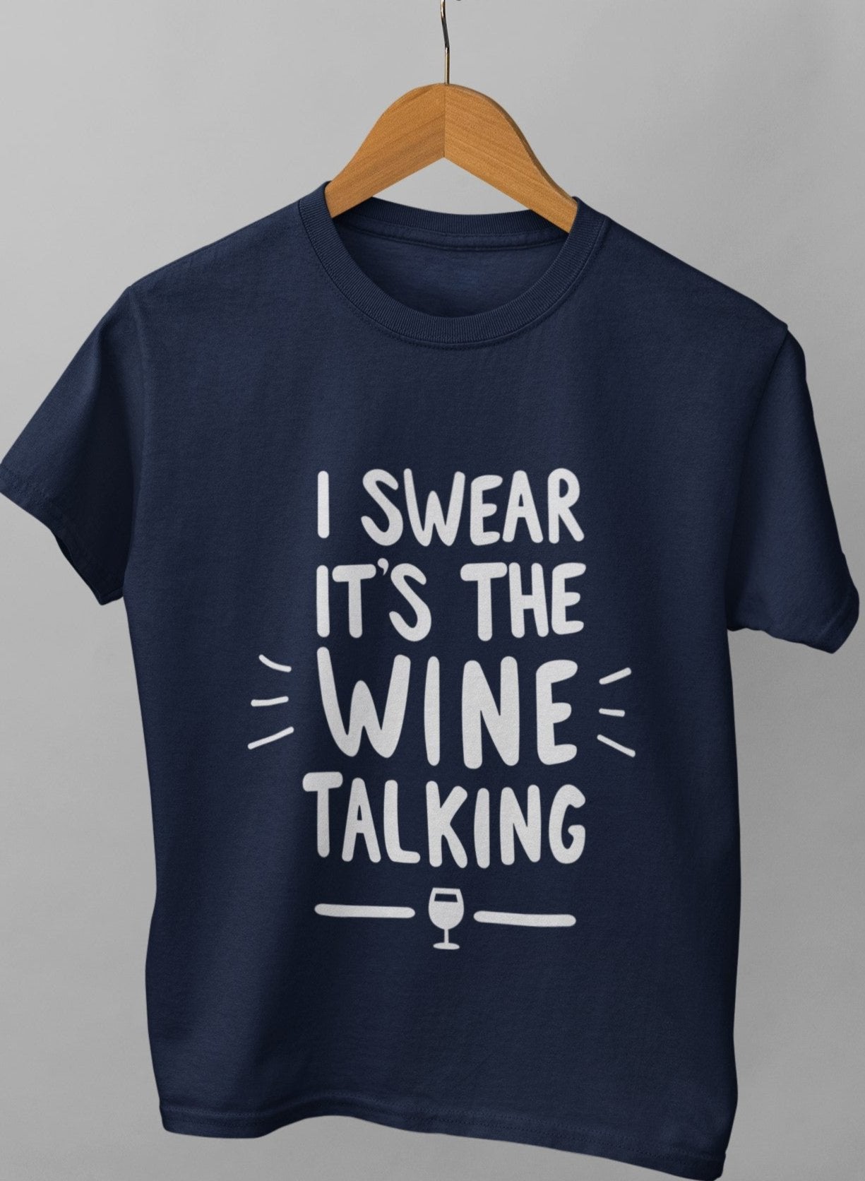 ladies funny wine shirts i swear it is the wine talking navy blue t