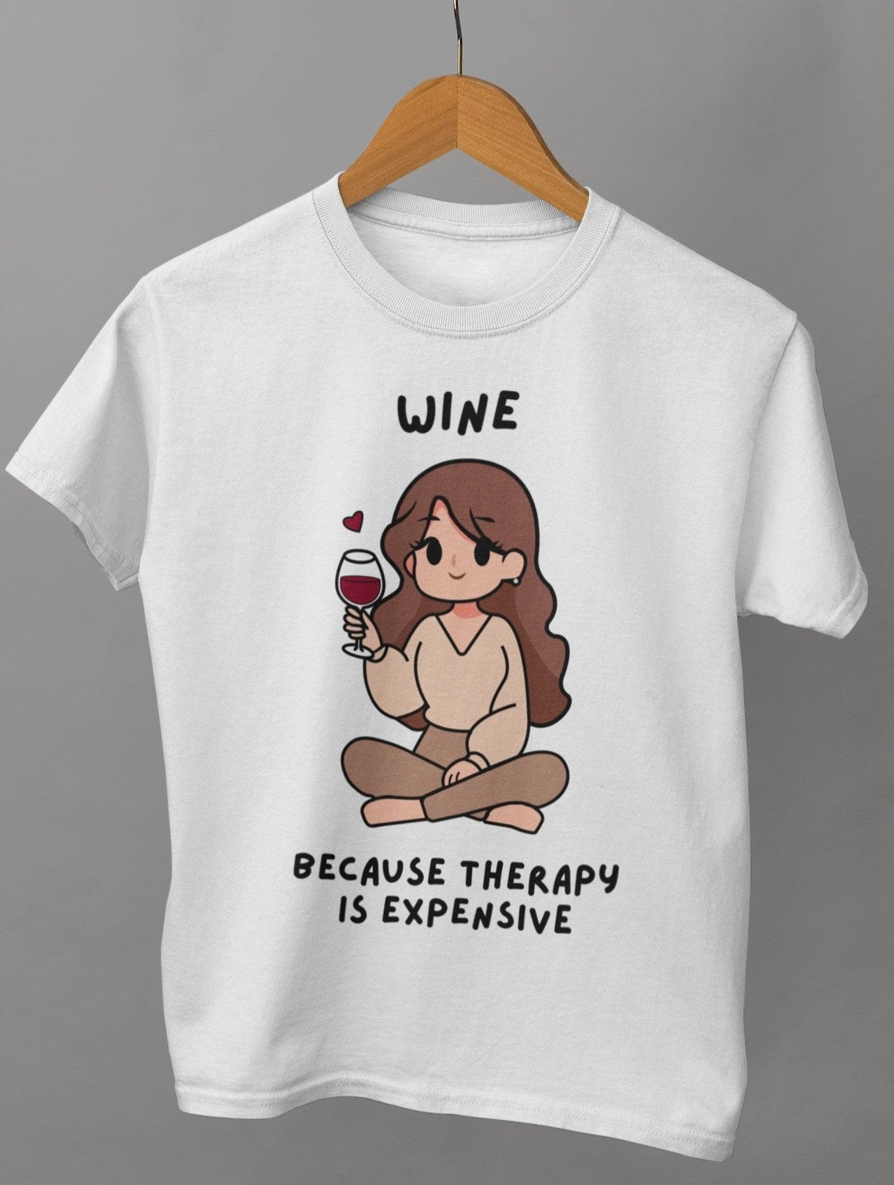 ladies funny wine shirts wine because therapy is expensive ash grey color