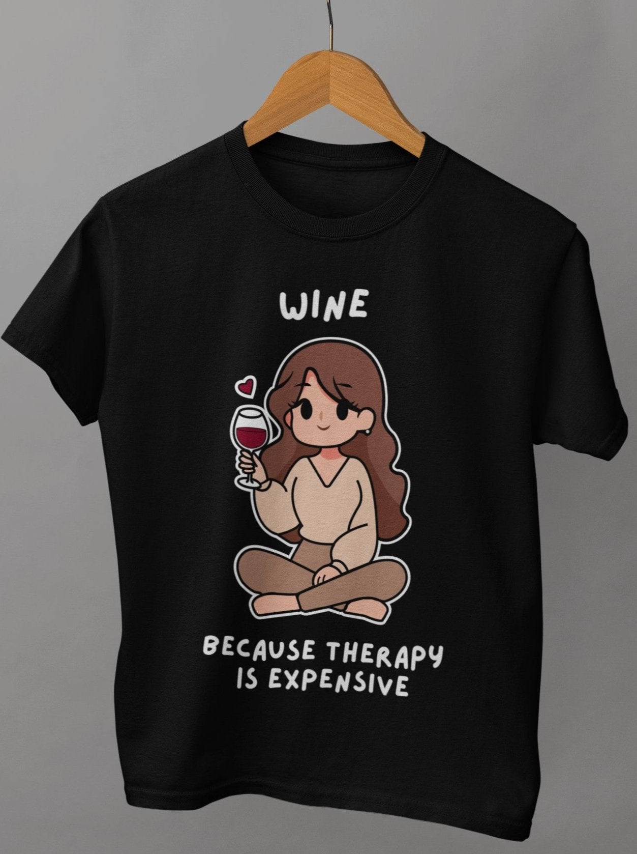 ladies funny wine shirts wine because therapy is expensive black color