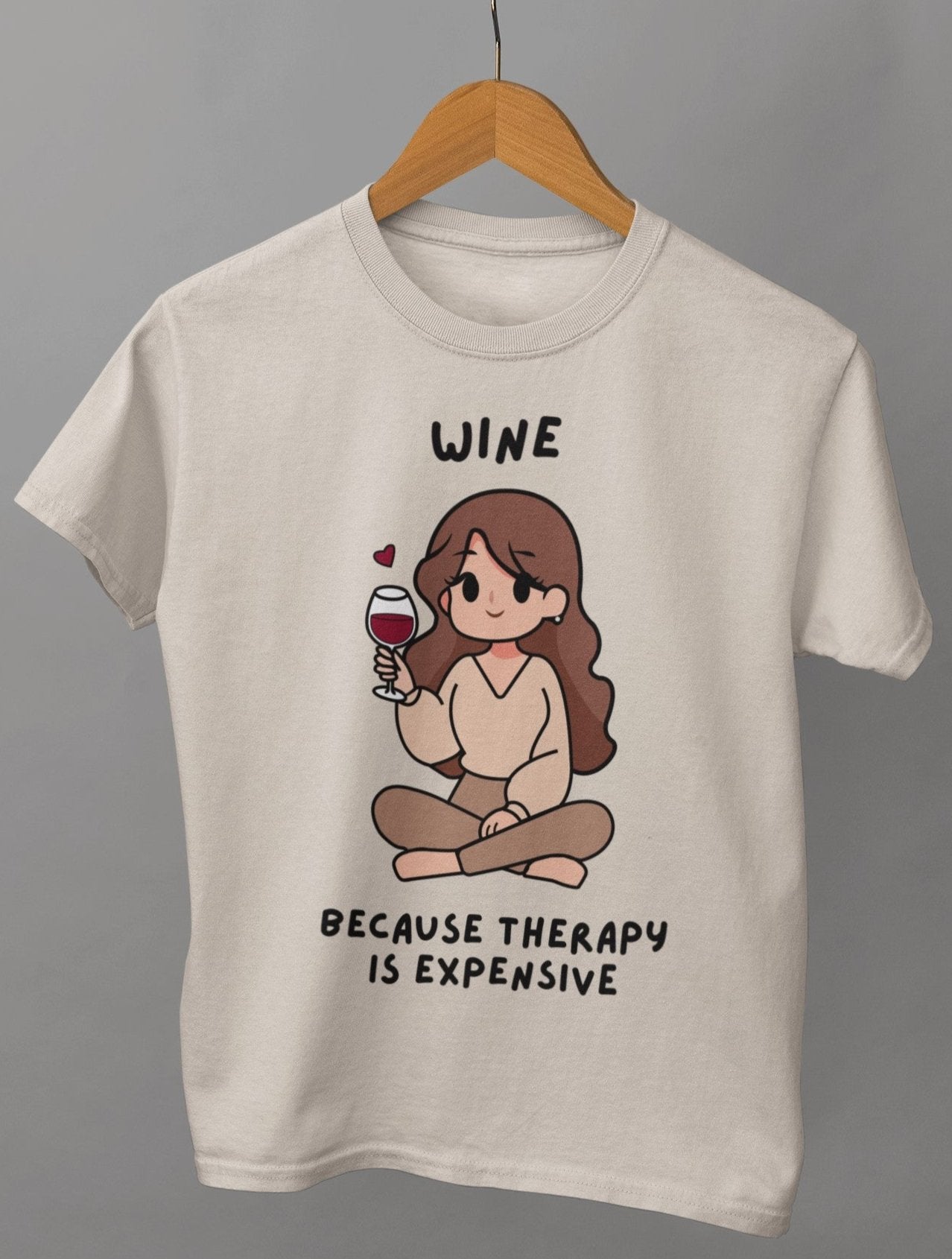 ladies funny wine shirts wine because therapy is expensive natural color