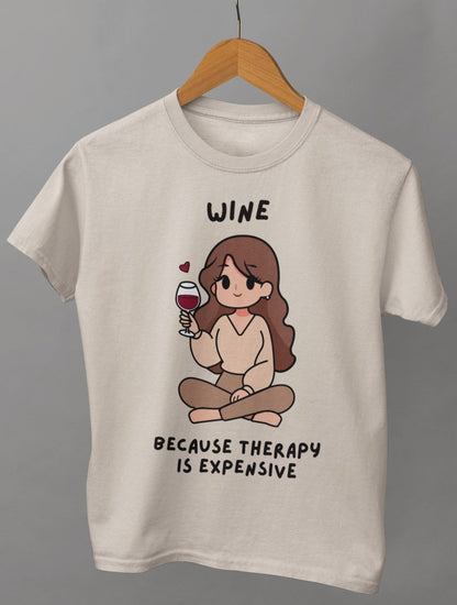 ladies funny wine shirts wine because therapy is expensive natural color